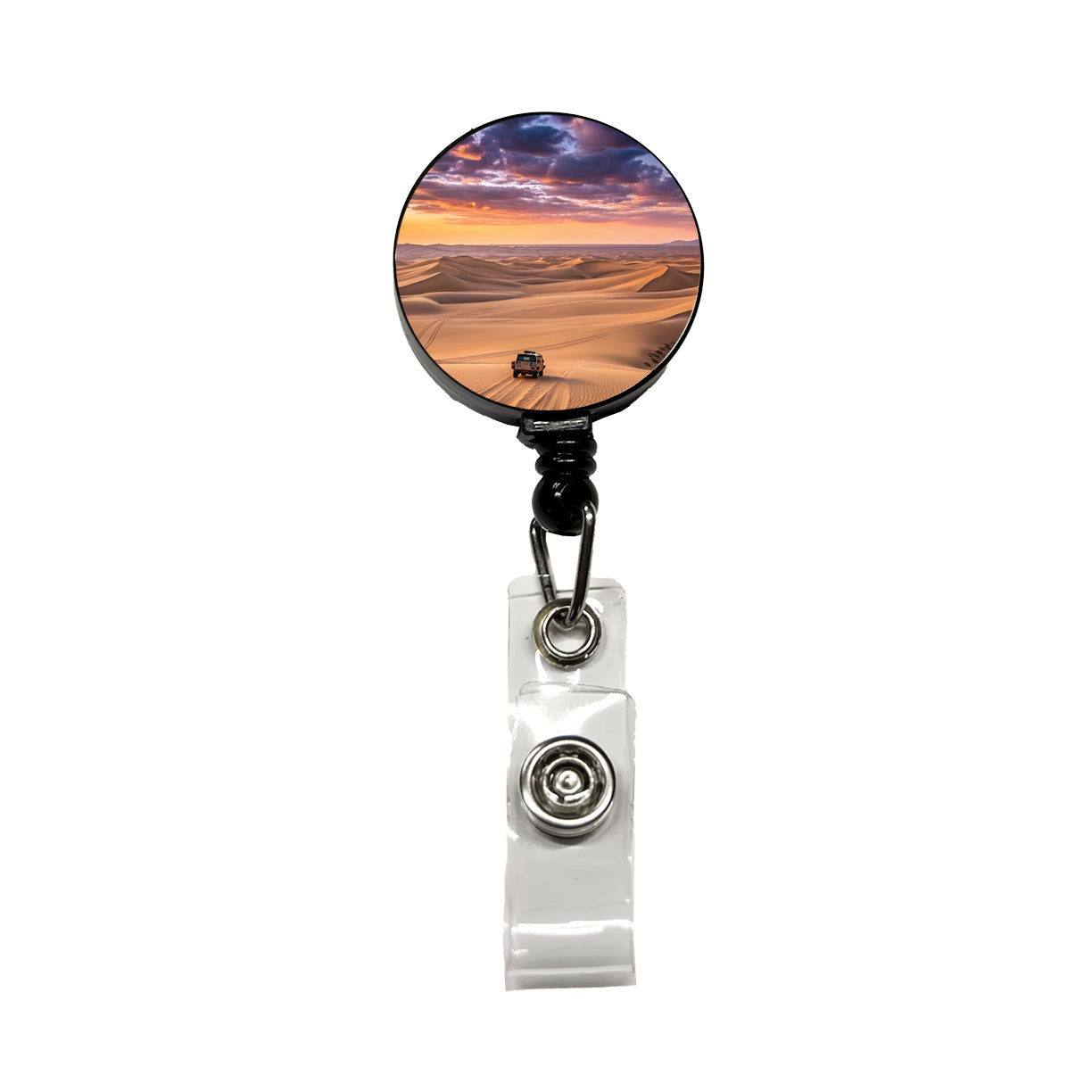 Desert Safari Sand Dunes Retractable ID Key Card Name Tag Badge Holder with Clip