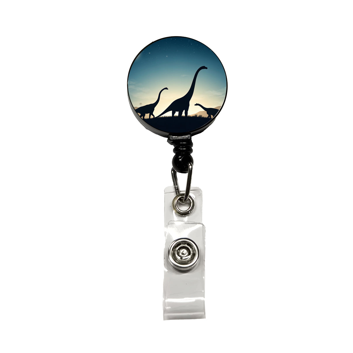 Diplodocus Silhouettes Night Dinosaurs Retractable ID Key Card Name Tag Badge Holder with Clip