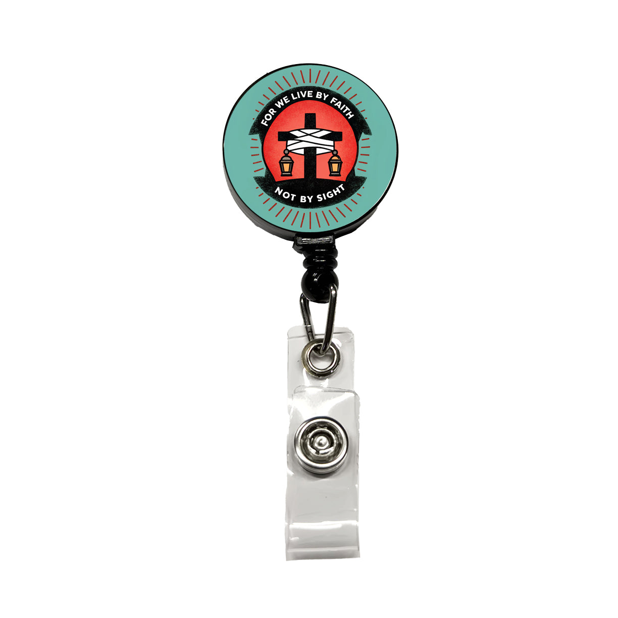 For We Live By Faith Not By Sight Bible Retractable ID Key Card Name Tag Badge Holder with Clip