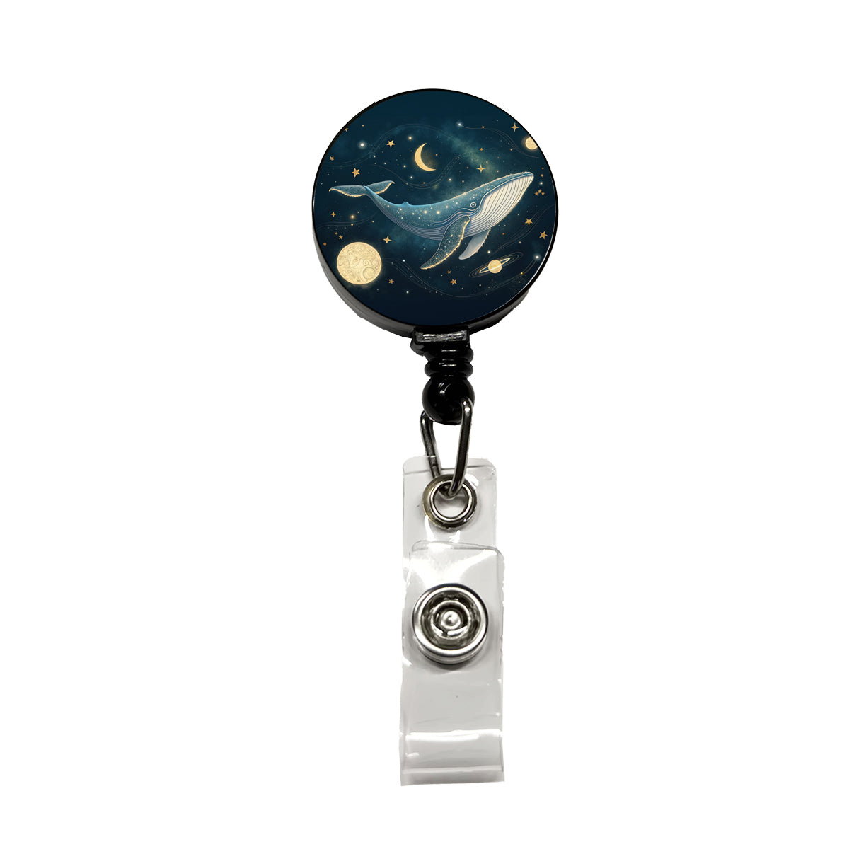 Giant Whale Floating In Space Retractable ID Key Card Name Tag Badge Holder with Clip