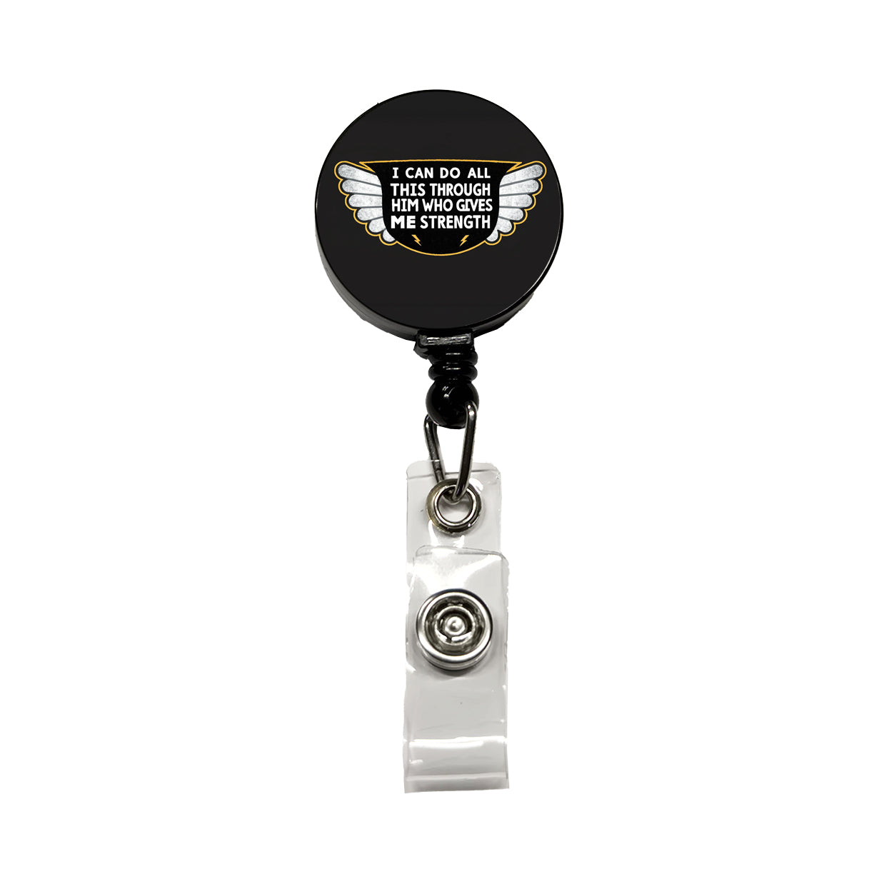 I Can Do All This Through Him Who Gives Me Strength Bible Verse Retractable ID Key Card Name Tag Badge Holder with Clip
