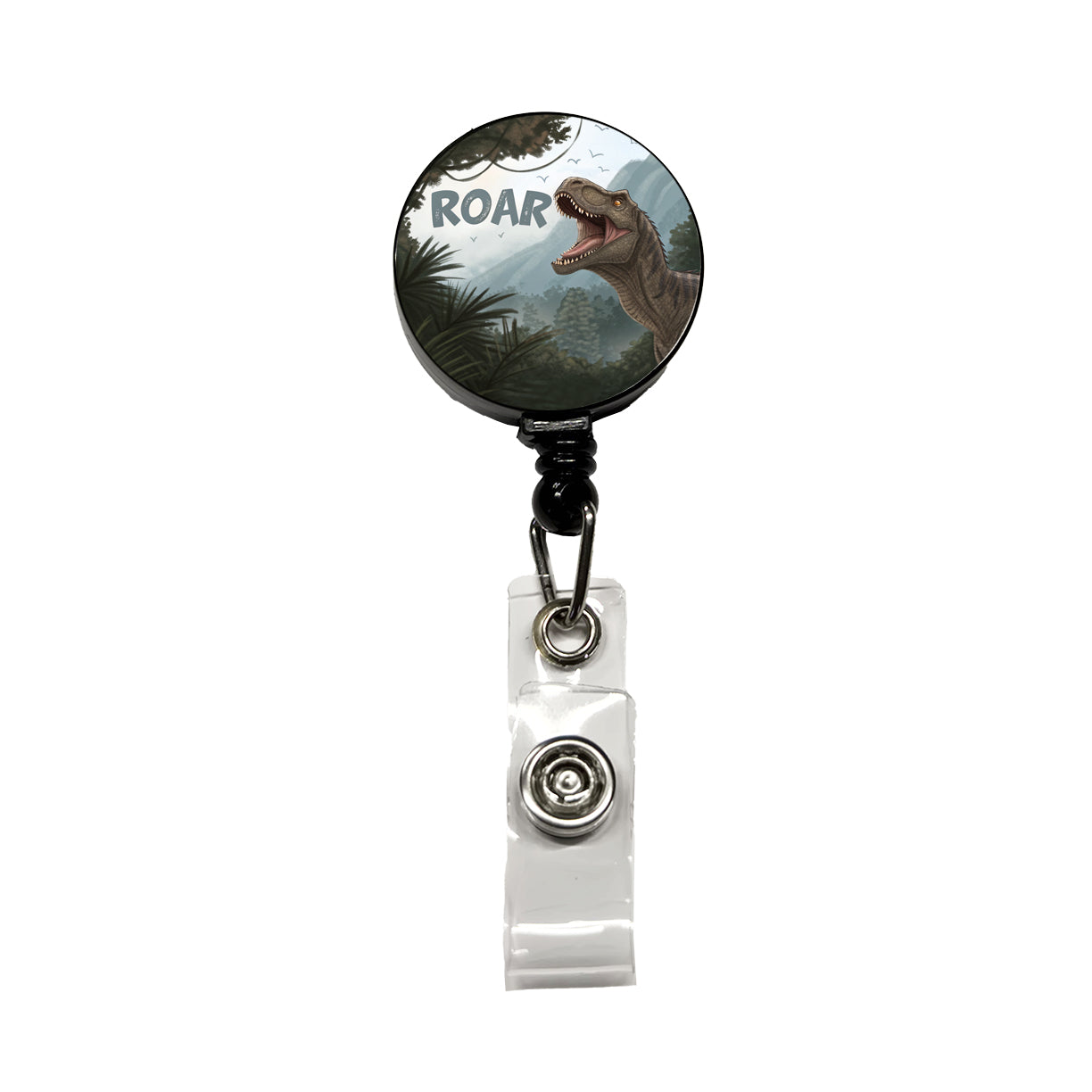 Iguanodon Roar Bold Text Dinosaur Retractable ID Key Card Name Tag Badge Holder with Clip
