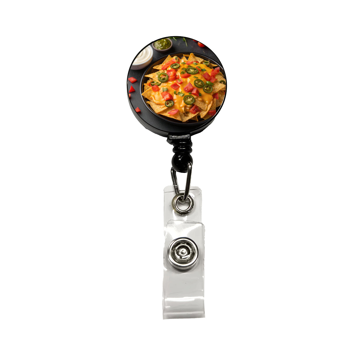 Nachos Chips Salsa Cheese Mexican Retractable ID Key Card Name Tag Badge Holder with Clip