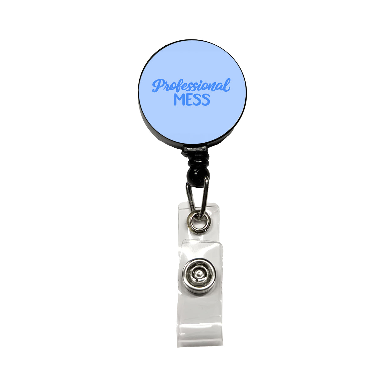 Professional Mess Funny Text Retractable ID Key Card Name Tag Badge Holder with Clip