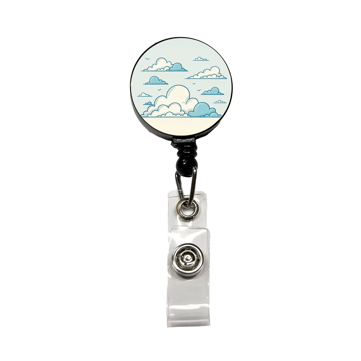 Puffy Clouds Minimalist Style Retractable ID Key Card Name Tag Badge Holder with Clip