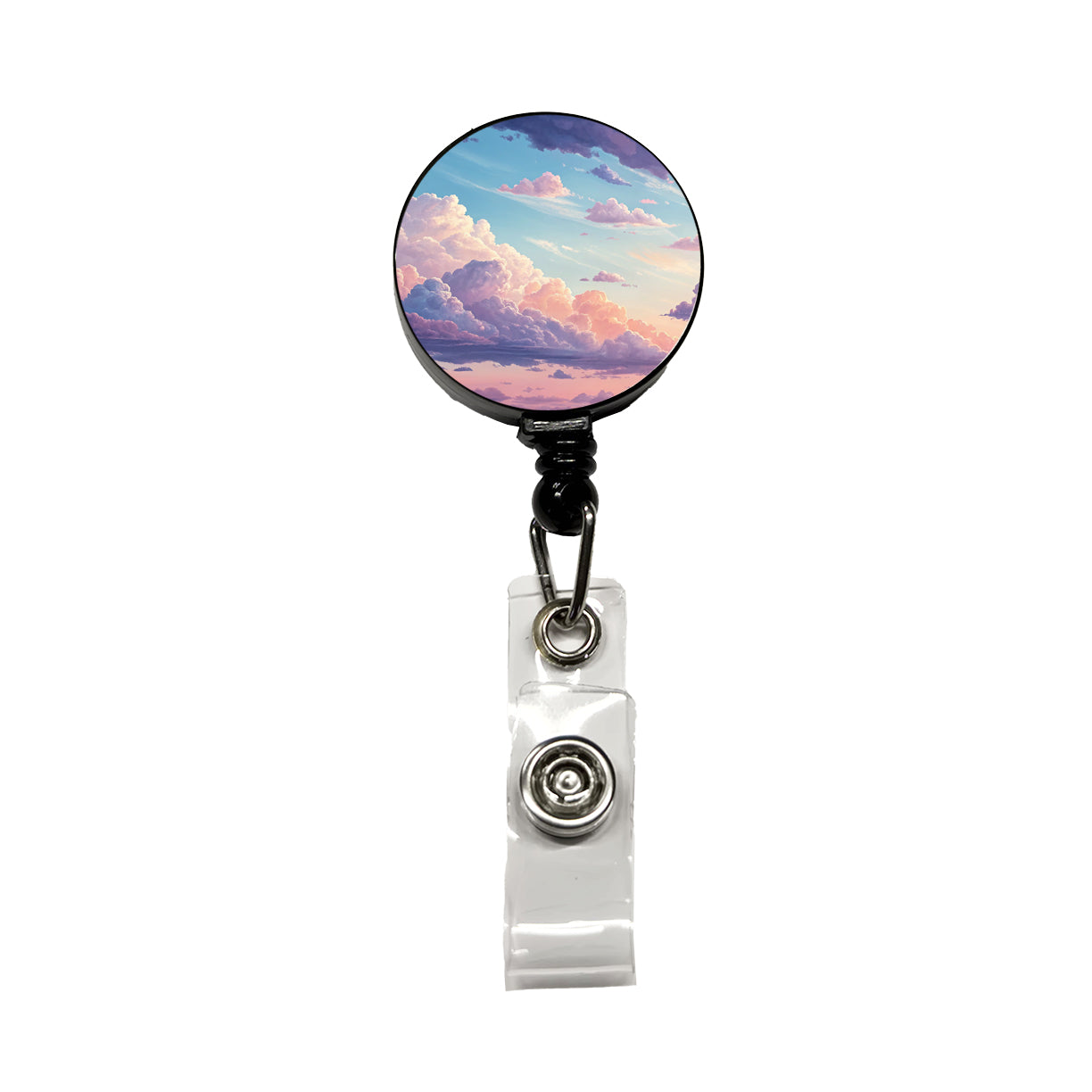 Puffy Clouds Pastel Sky Stunning Retractable ID Key Card Name Tag Badge Holder with Clip
