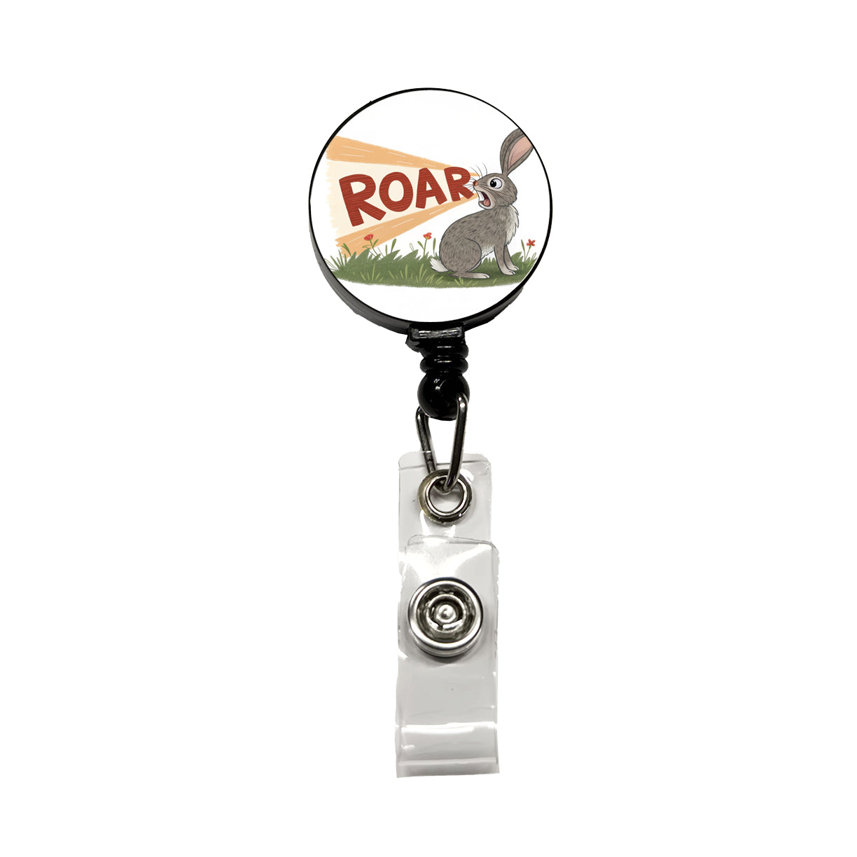 Rabbit Roar Bold Text Funny Retractable ID Key Card Name Tag Badge Holder with Clip