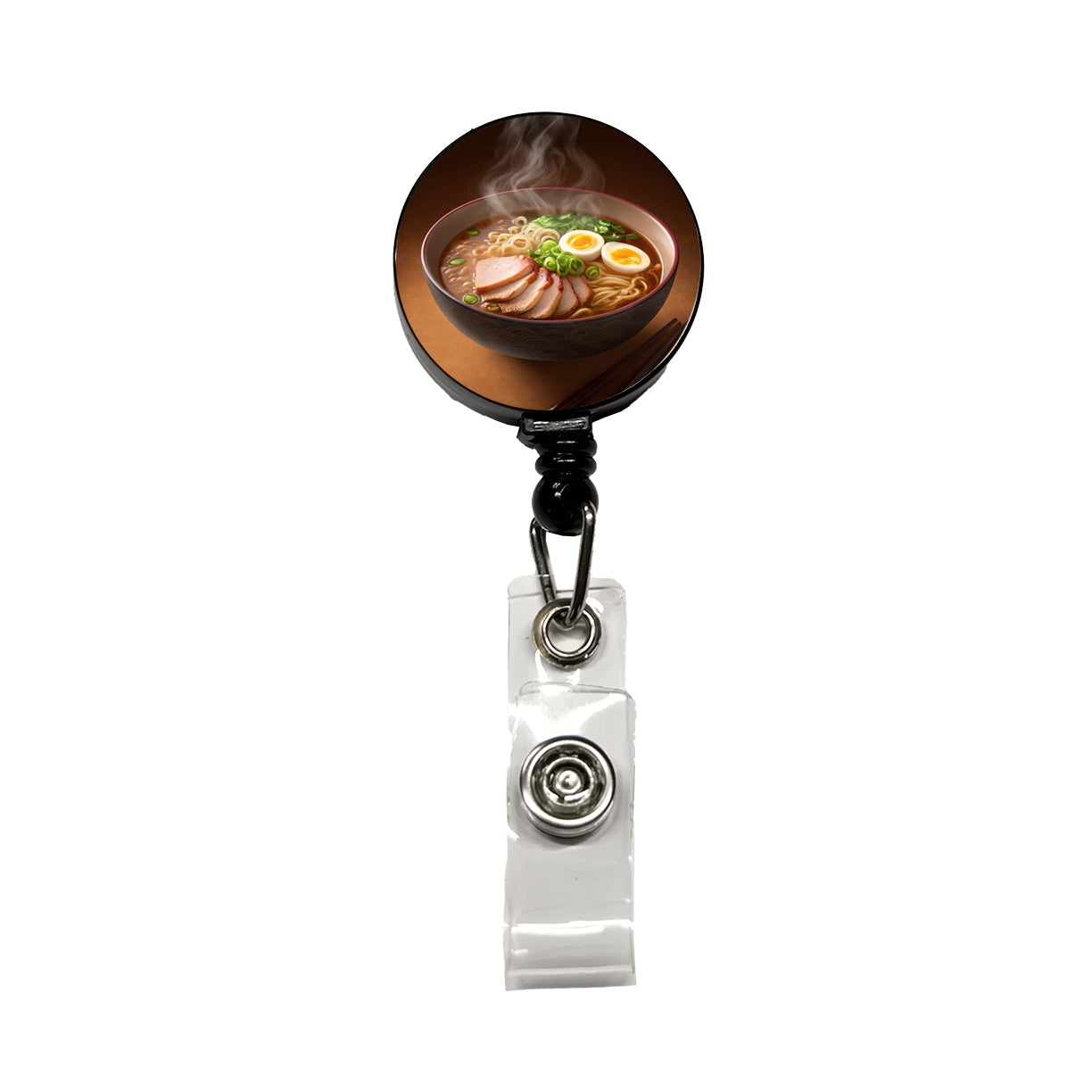 Ramen Bowl Noodles Dinner Retractable ID Key Card Name Tag Badge Holder with Clip