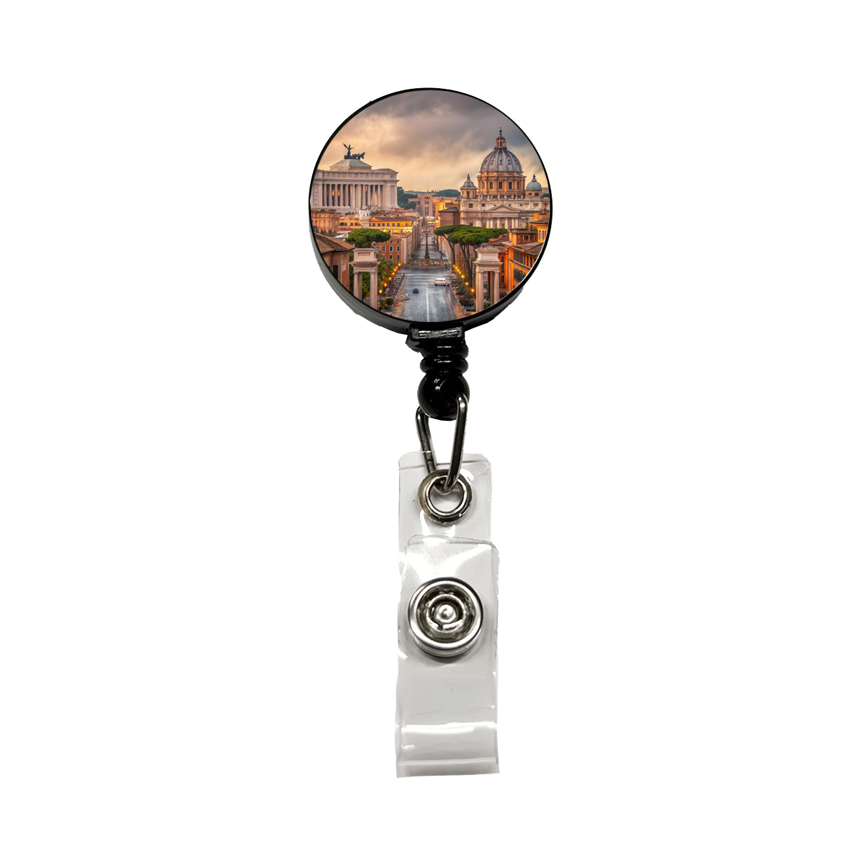 Rome Italy City Beautiful Travel Retractable ID Key Card Name Tag Badge Holder with Clip