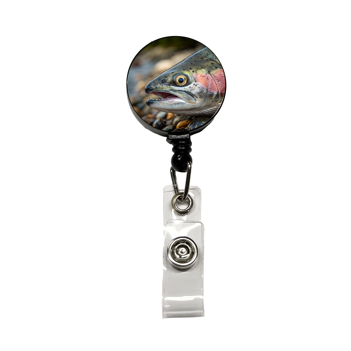 Salmon Fish Eye Close Up Fishing Retractable ID Key Card Name Tag Badge Holder with Clip