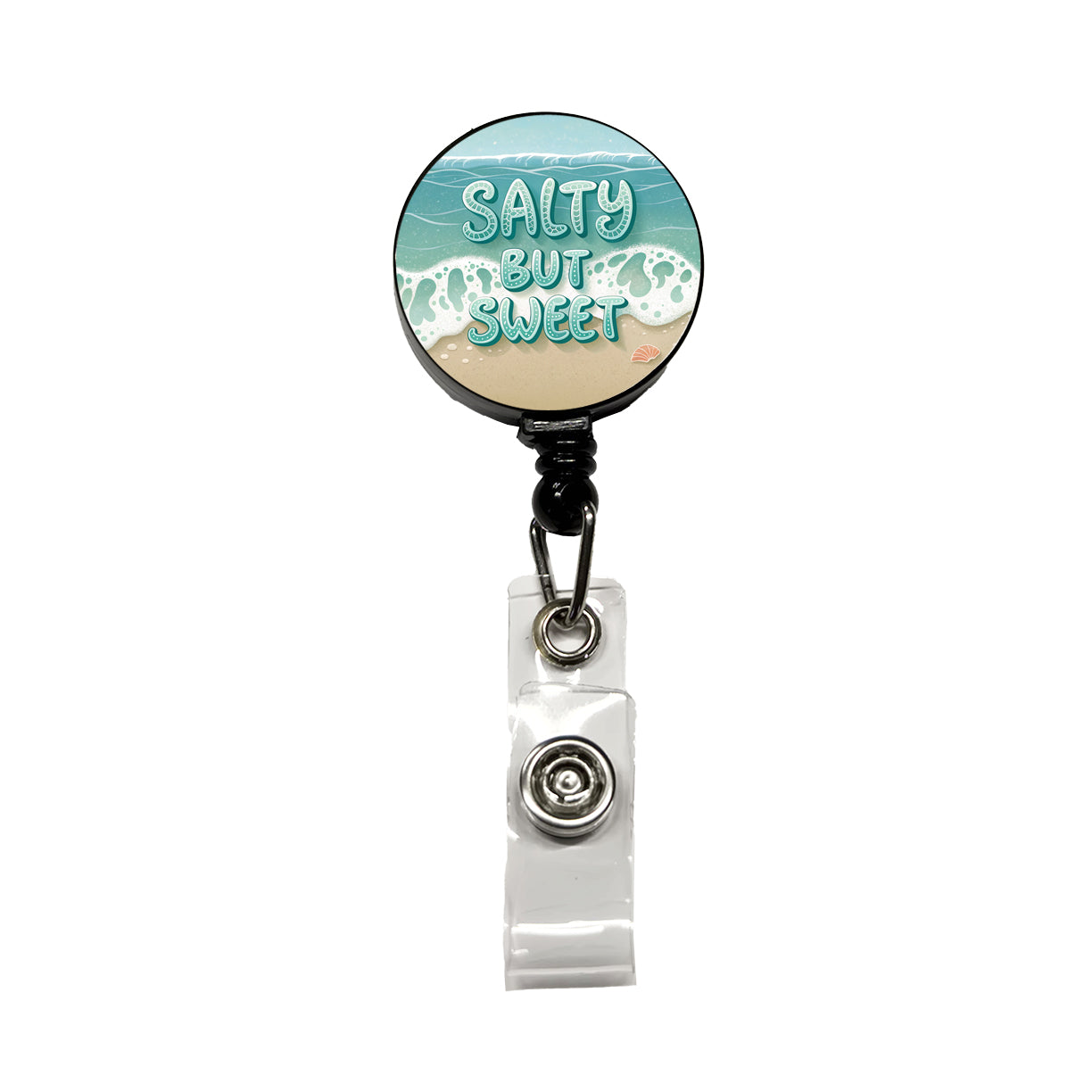 Salty But Sweet Sea Foam Ocean Beach Retractable ID Key Card Name Tag Badge Holder with Clip