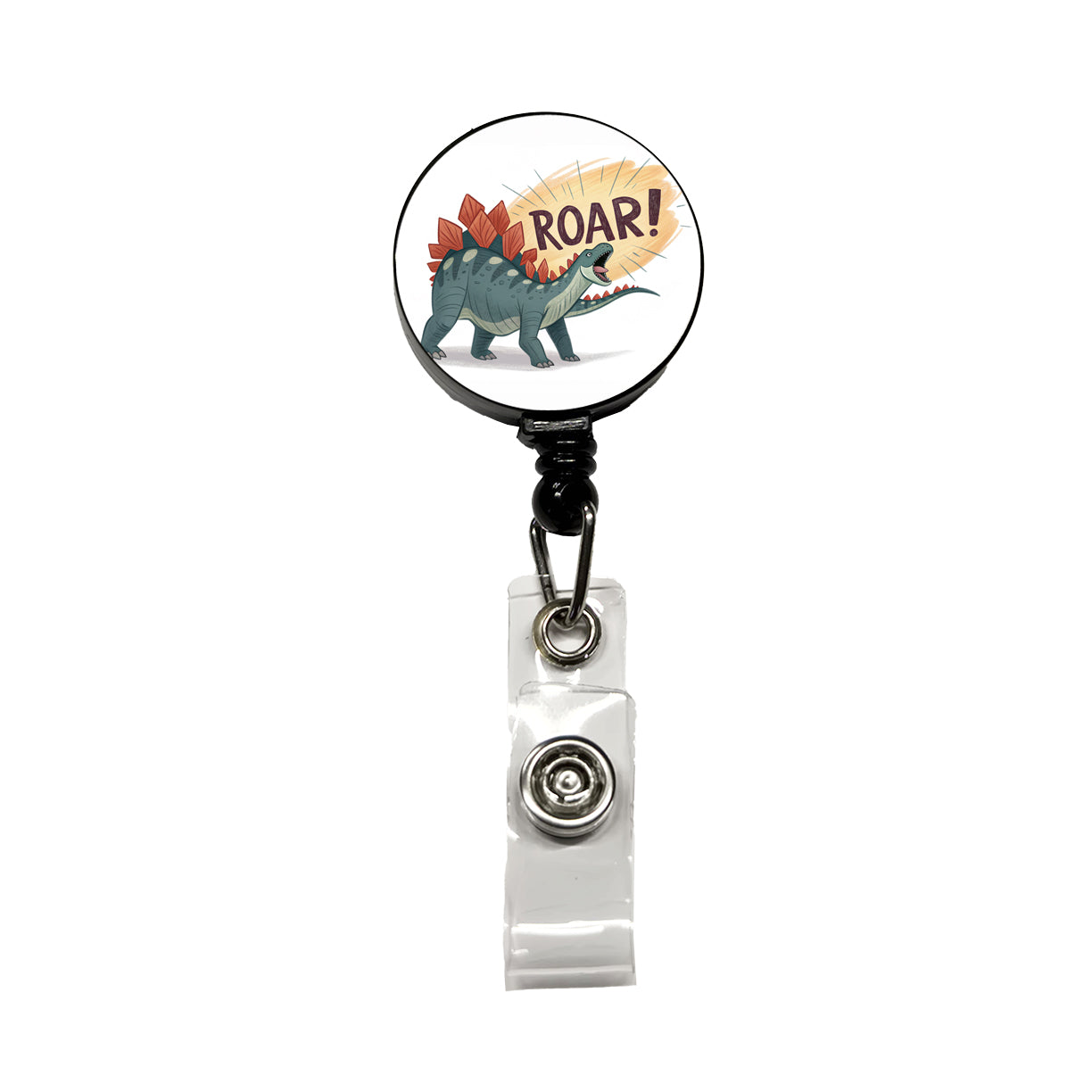 Stegosaurus Roar Dinosaur Retractable ID Key Card Name Tag Badge Holder with Clip