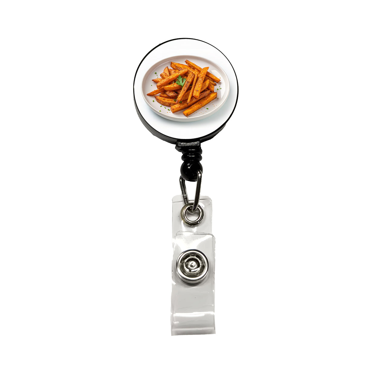 Sweet Potato Fries On Plate Retractable ID Key Card Name Tag Badge Holder with Clip
