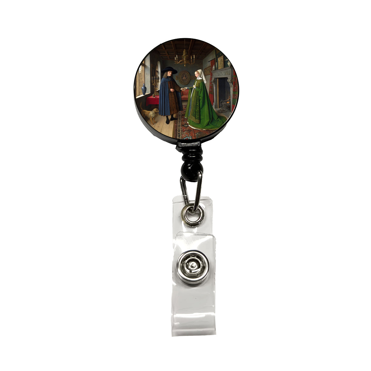 The Arnolfini Portrait By Jan Van Eyck Inspired Retractable ID Key Card Name Tag Badge Holder with Clip
