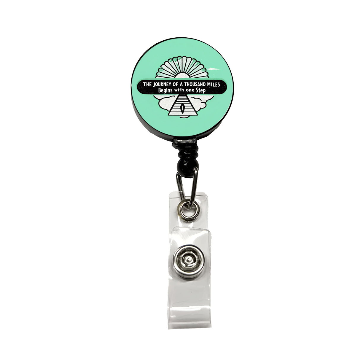 The Journey Of A Thousand Miles Begins With One Step Inspirational Retractable ID Key Card Name Tag Badge Holder with Clip
