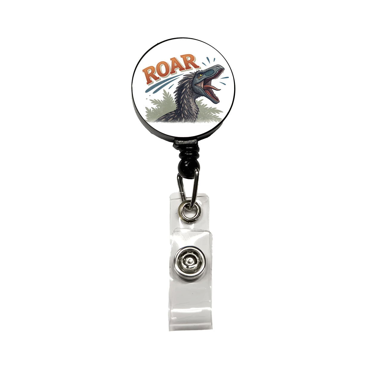 Therizinosaurus Roar Bold Dinosaur Retractable ID Key Card Name Tag Badge Holder with Clip