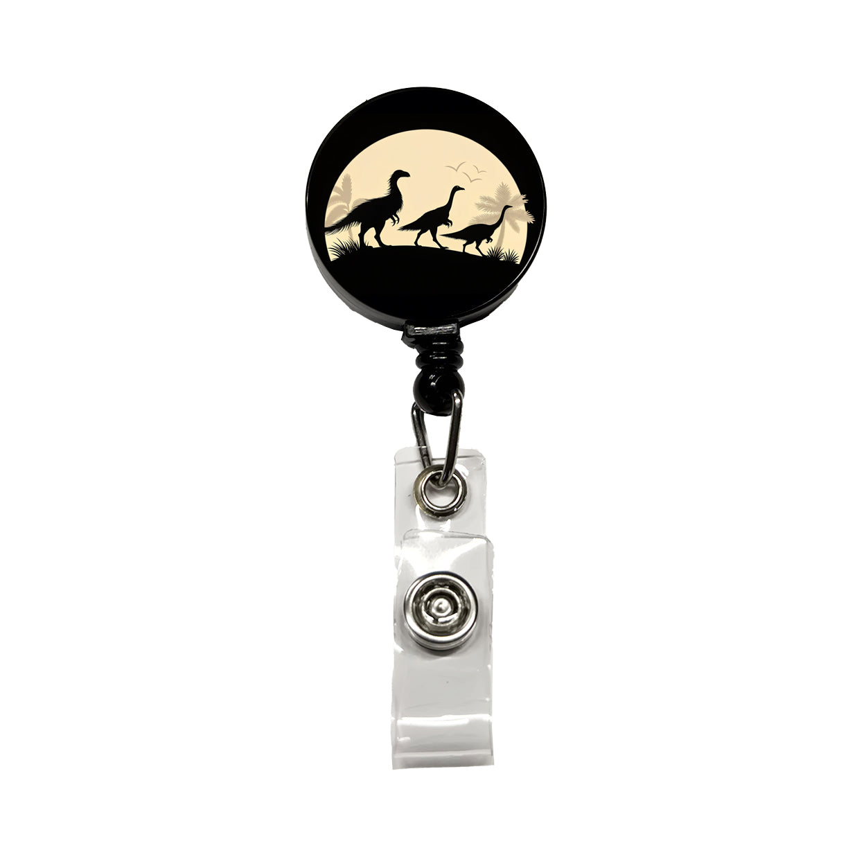 Therizinosaurus Silhouettes Dinosaurs Retractable ID Key Card Name Tag Badge Holder with Clip