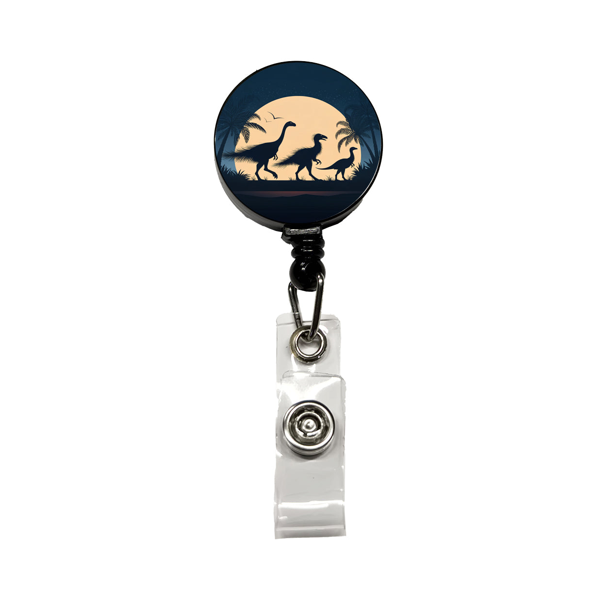 Therizinosaurus Silhouettes Night Dinosaurs Retractable ID Key Card Name Tag Badge Holder with Clip