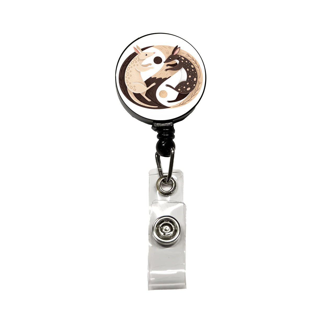 Two Aardvarks Yin Yang Retractable ID Key Card Name Tag Badge Holder with Clip