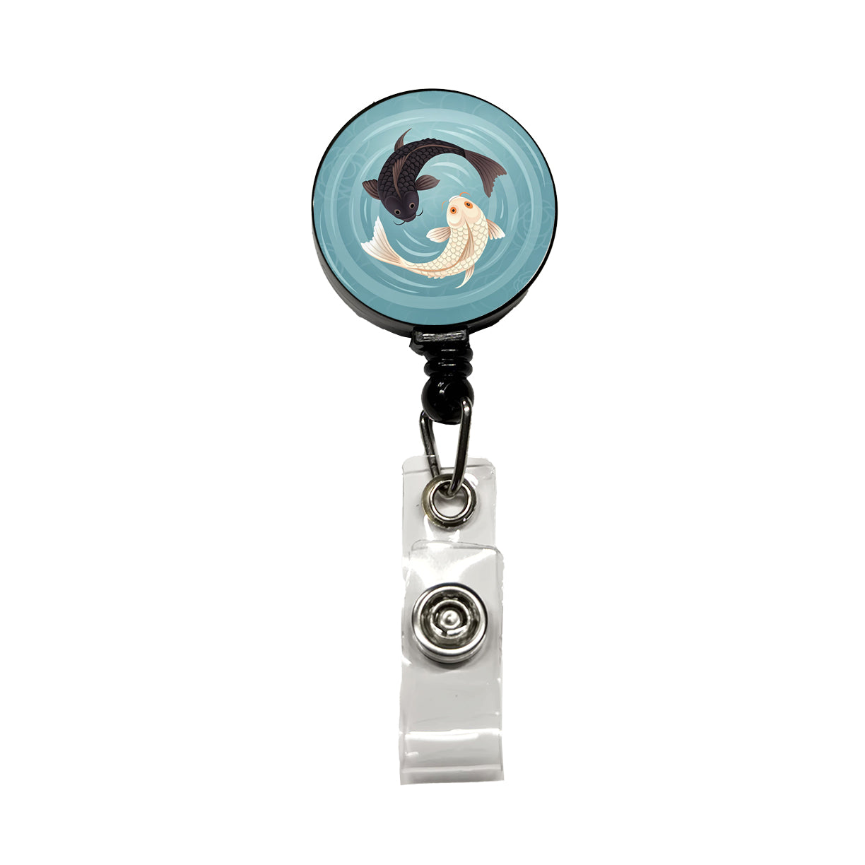 Two Koi Yin Yang Retractable ID Key Card Name Tag Badge Holder with Clip