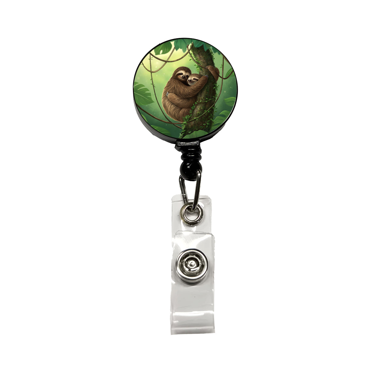 Two Sloths Hugging Retractable ID Key Card Name Tag Badge Holder with Clip