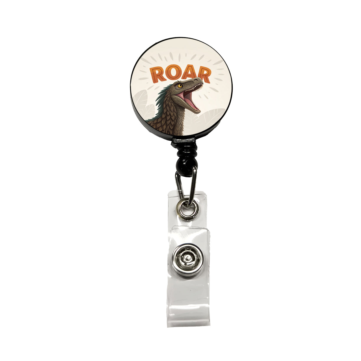 Velociraptor Roar Bold Dinosaur Retractable ID Key Card Name Tag Badge Holder with Clip