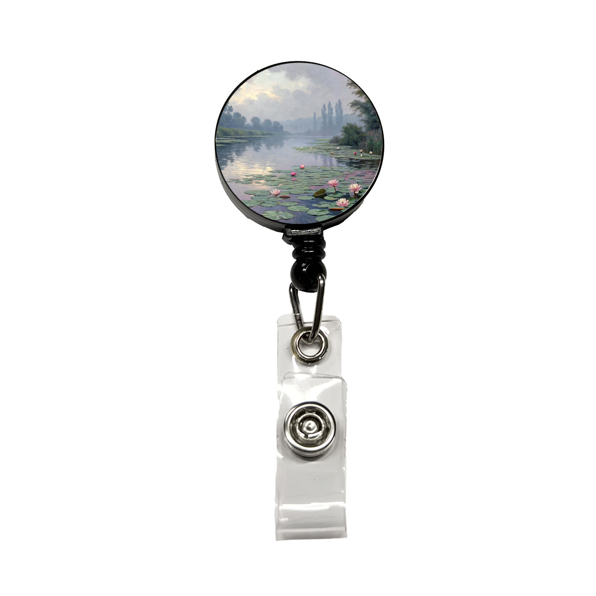 Water Lilies Inspired By Claude Monet Beautiful Retractable ID Key Card Name Tag Badge Holder with Clip