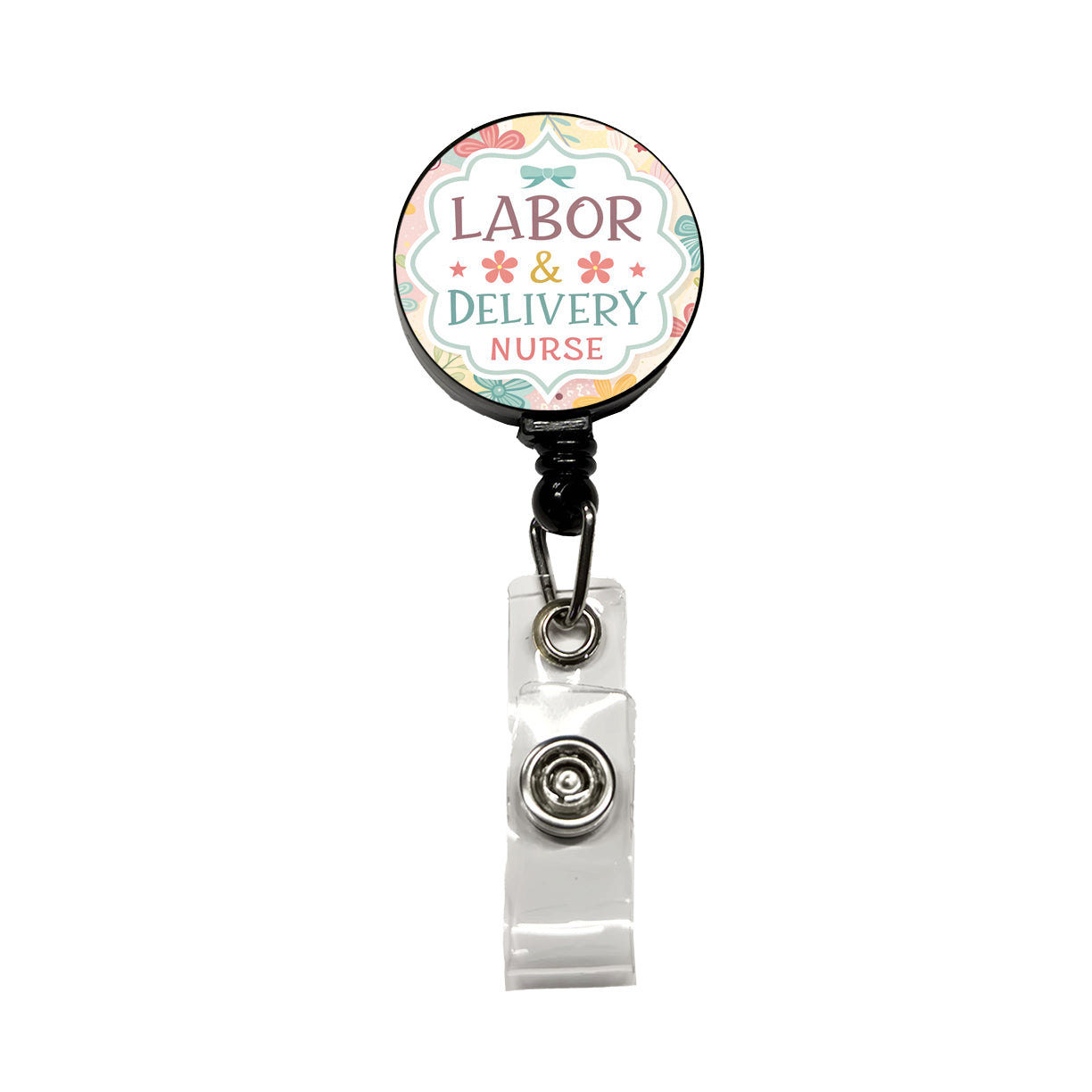 Labor & Delivery Nurse Appreciation Coquette Bows Flowers Retractable ID Key Card Name Tag Badge Holder with Clip