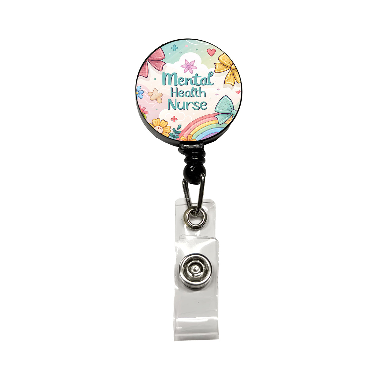 Mental Health Nurse Appreciation Coquette Bows Flowers Retractable ID Key Card Name Tag Badge Holder with Clip