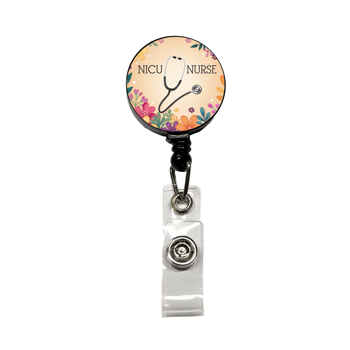 NICU Neonatal Nurse Appreciation Stethoscope Flowers Retractable ID Key Card Name Tag Badge Holder with Clip