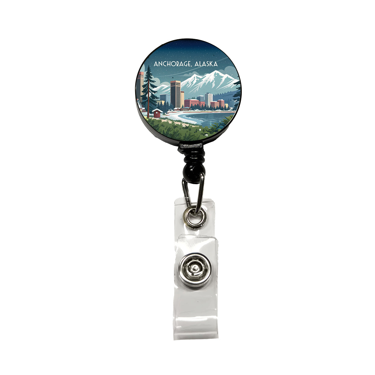Anchorage, Alaska AK Travel City State Stamp Retractable ID Key Card Name Tag Badge Holder with Clip