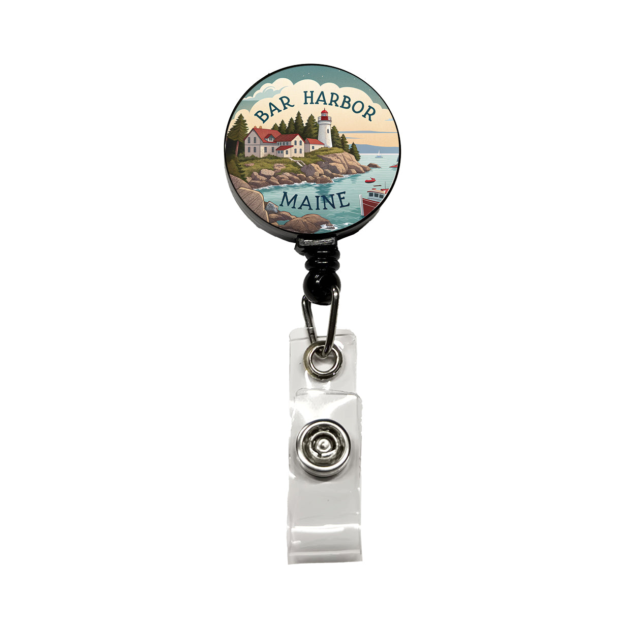 Bar Harbor, Maine ME Travel City State Stamp Retractable ID Key Card Name Tag Badge Holder with Clip