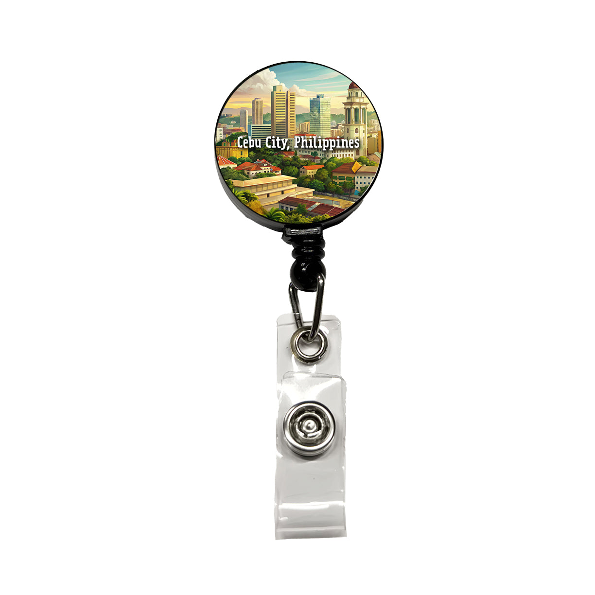 Cebu City, Philippines Travel City Country Stamp Retractable ID Key Card Name Tag Badge Holder with Clip