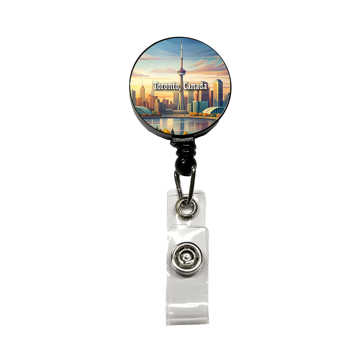 Toronto, Canada Travel City Country Stamp Retractable ID Key Card Name Tag Badge Holder with Clip