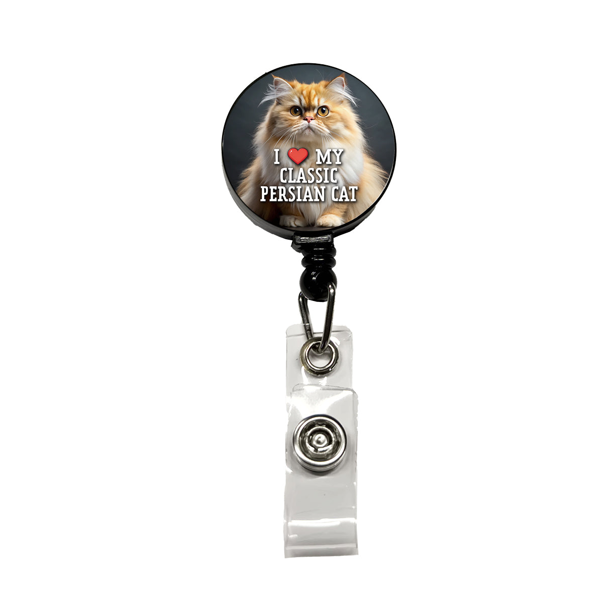 I Love My Classic Persian Cat Heart Retractable ID Key Card Name Tag Badge Holder with Clip