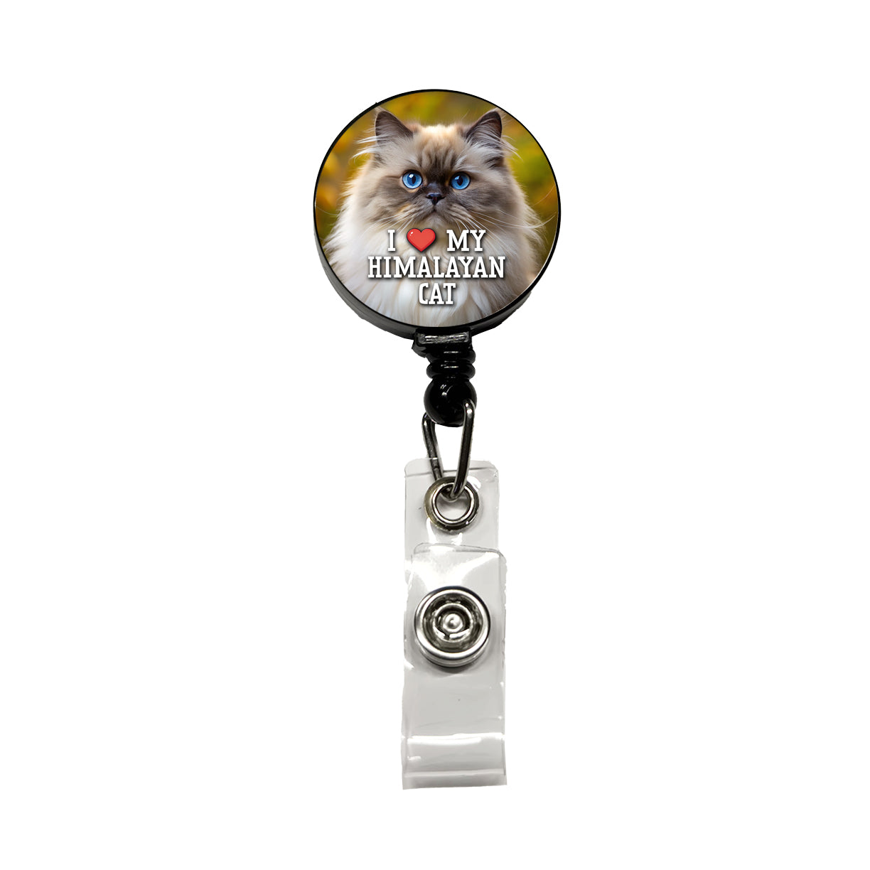 I Love My Himalayan Cat Heart Retractable ID Key Card Name Tag Badge Holder with Clip