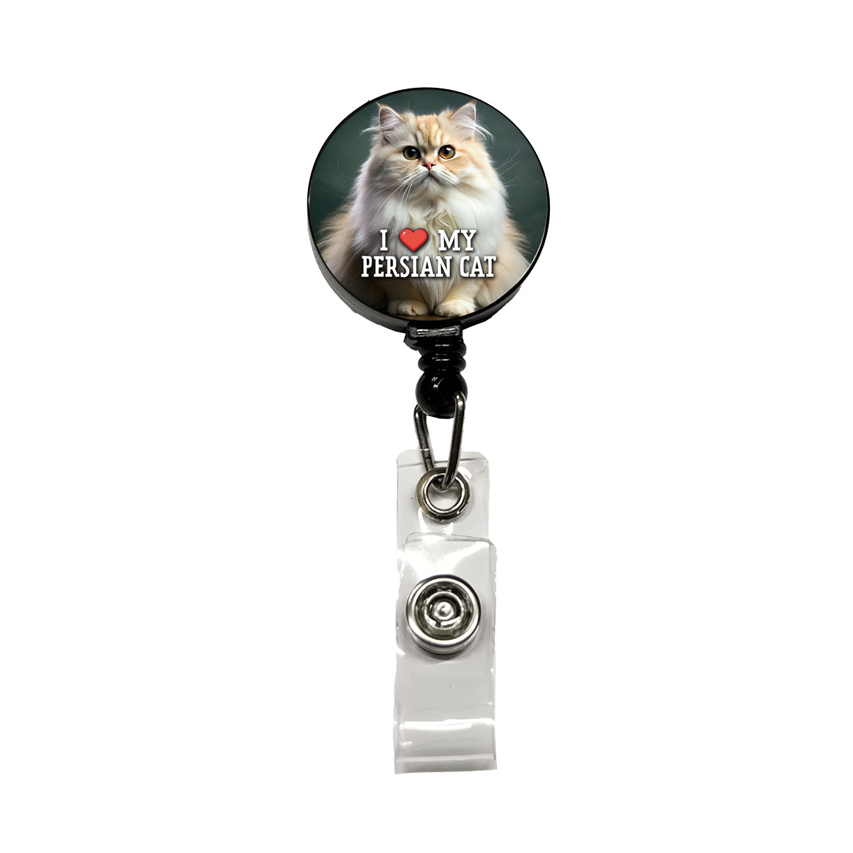 I Love My Persian Cat Heart Retractable ID Key Card Name Tag Badge Holder with Clip