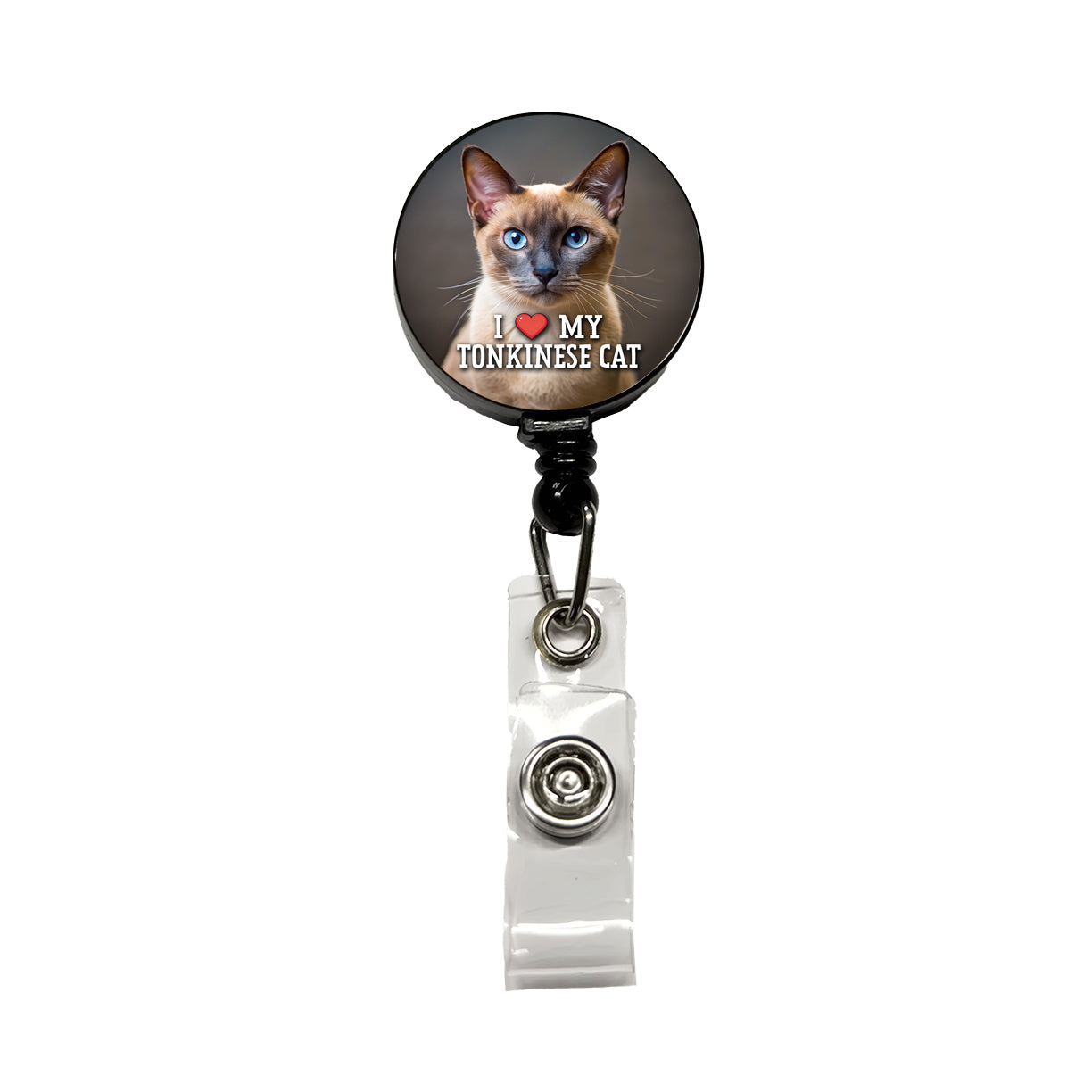 I Love My Tonkinese Cat Heart Retractable ID Key Card Name Tag Badge Holder with Clip