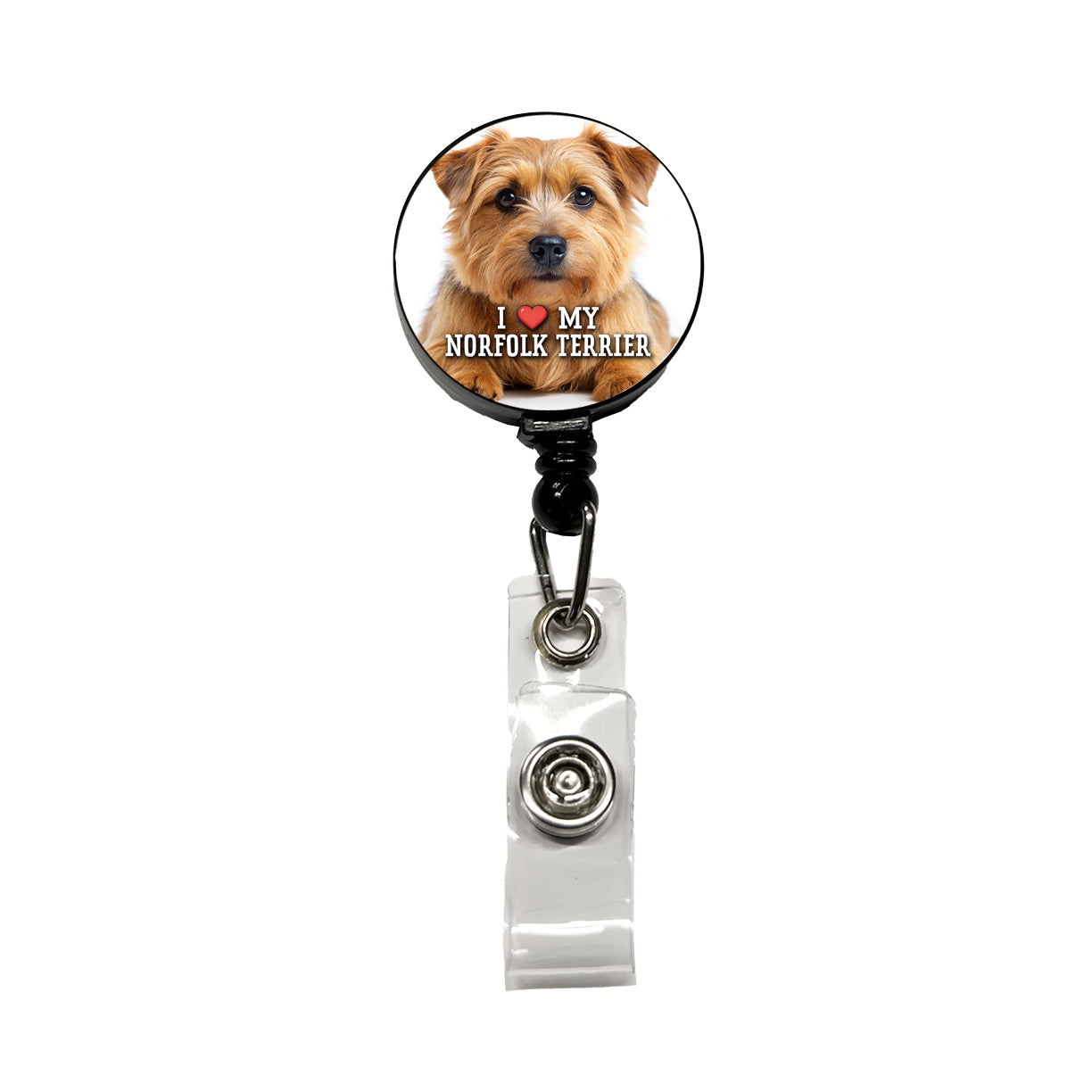 I Love My Norfolk Terrier Dog Heart Retractable ID Key Card Name Tag Badge Holder with Clip