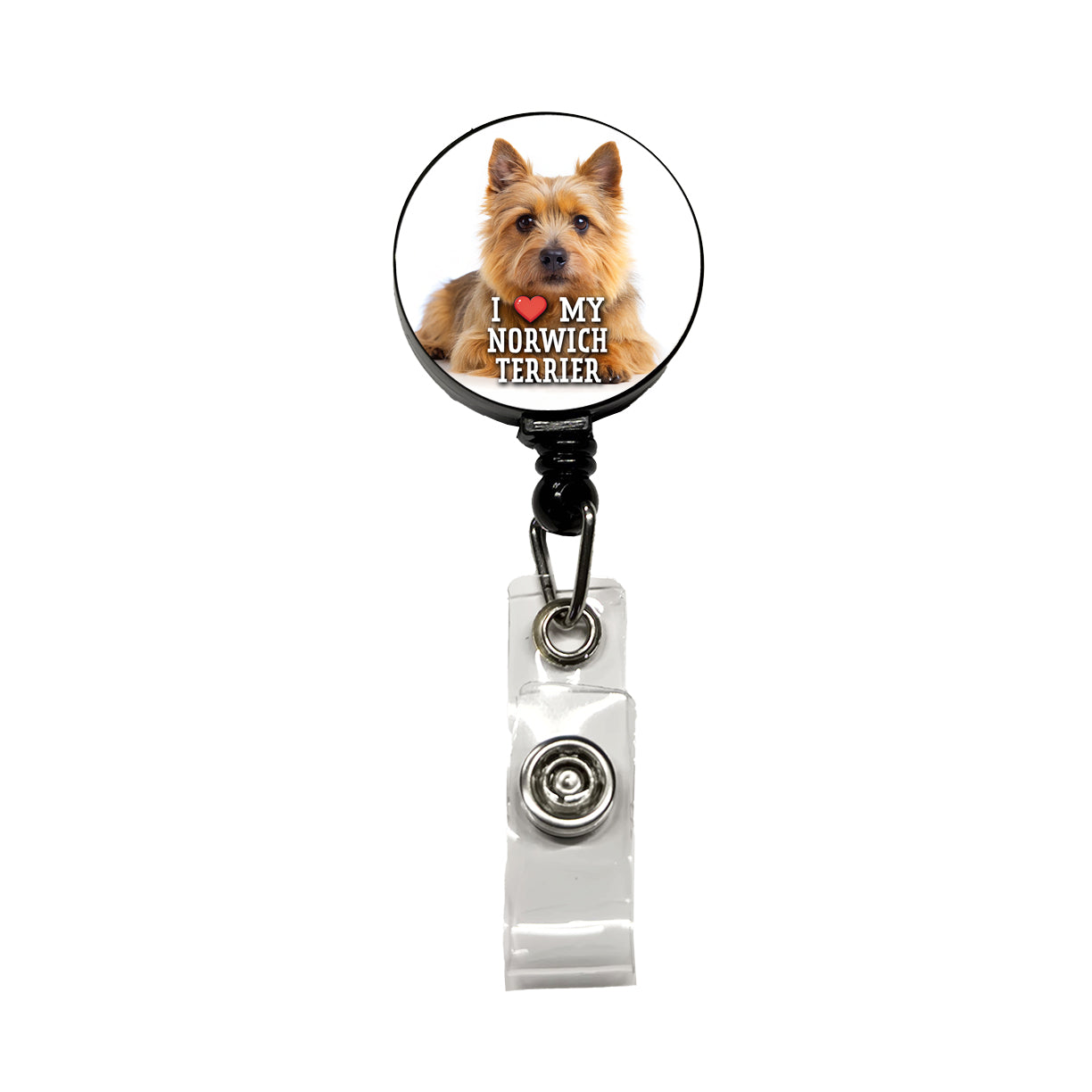 I Love My Norwich Terrier Dog Heart Retractable ID Key Card Name Tag Badge Holder with Clip