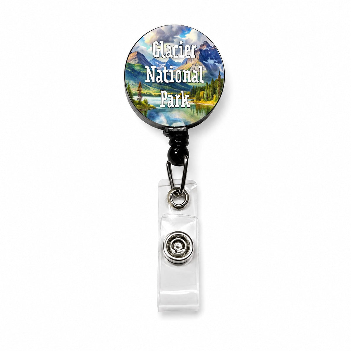 Glacier National Park Montana Retractable ID Key Card Name Tag Badge Holder with Clip