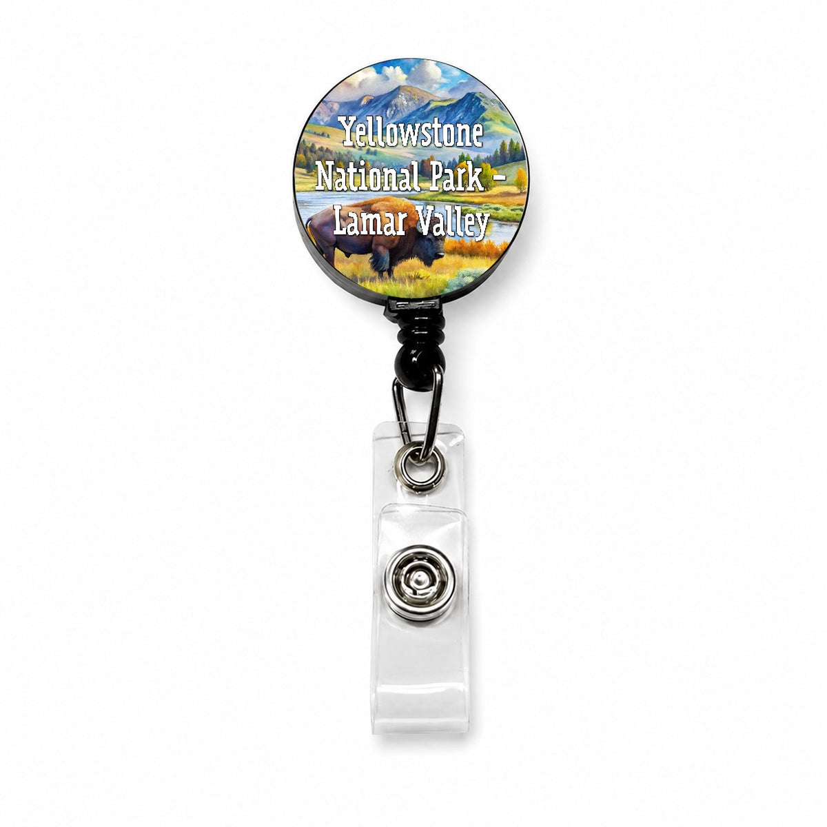 Yellowstone National Park Lamar Valley Retractable ID Key Card Name Tag Badge Holder with Clip