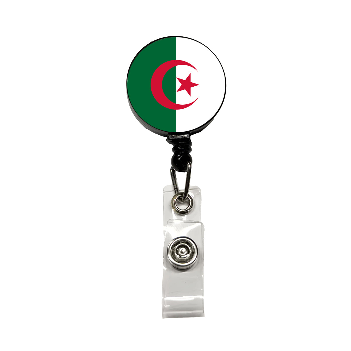 Algeria Country Flag Retractable ID Key Card Name Tag Badge Holder with Clip