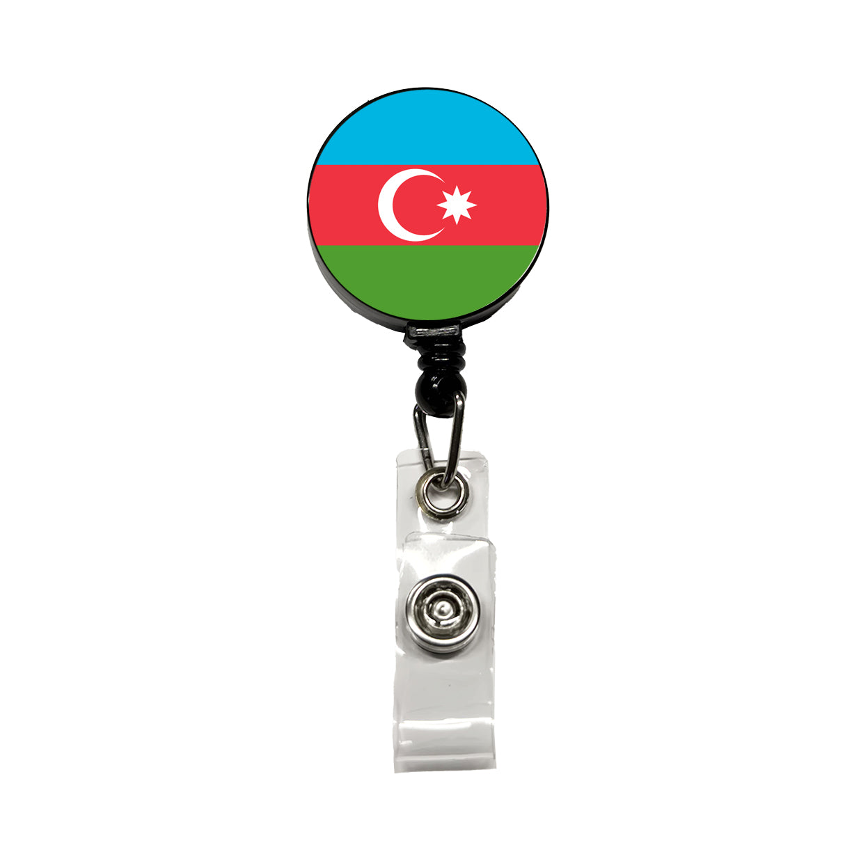 Azerbaijan Country Flag Retractable ID Key Card Name Tag Badge Holder with Clip