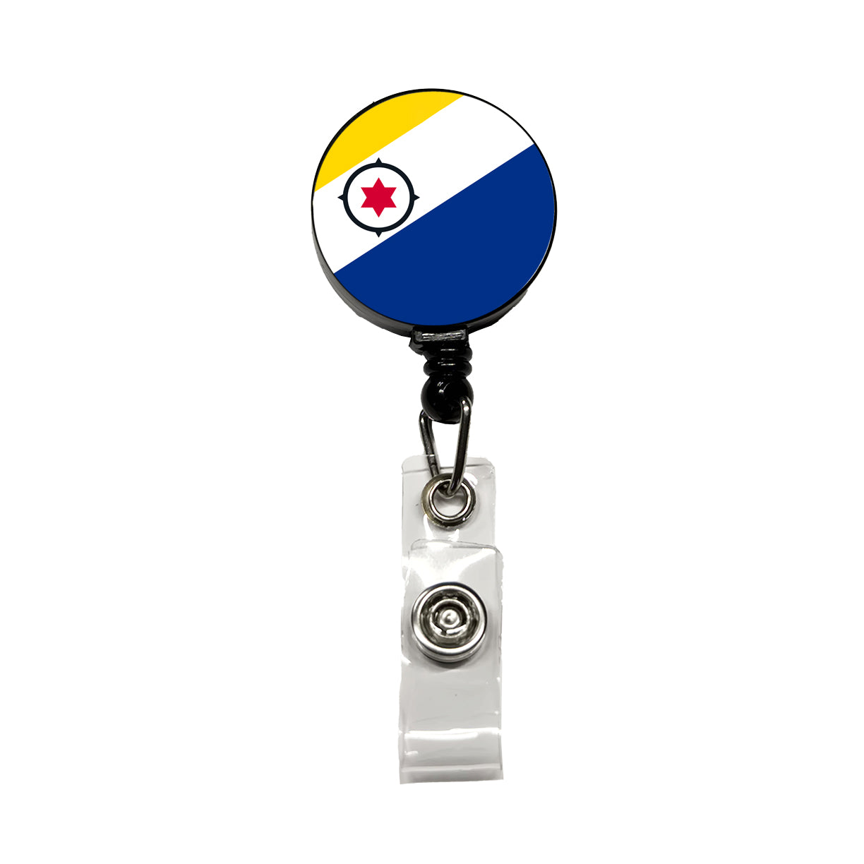 Bonaire, Sint Eustatius and Saba Country Flag Retractable ID Key Card Name Tag Badge Holder with Clip