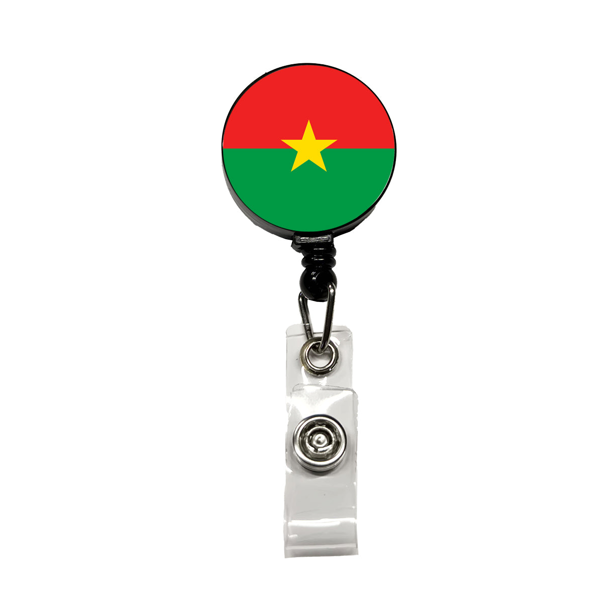 Burkina Faso Country Flag Retractable ID Key Card Name Tag Badge Holder with Clip