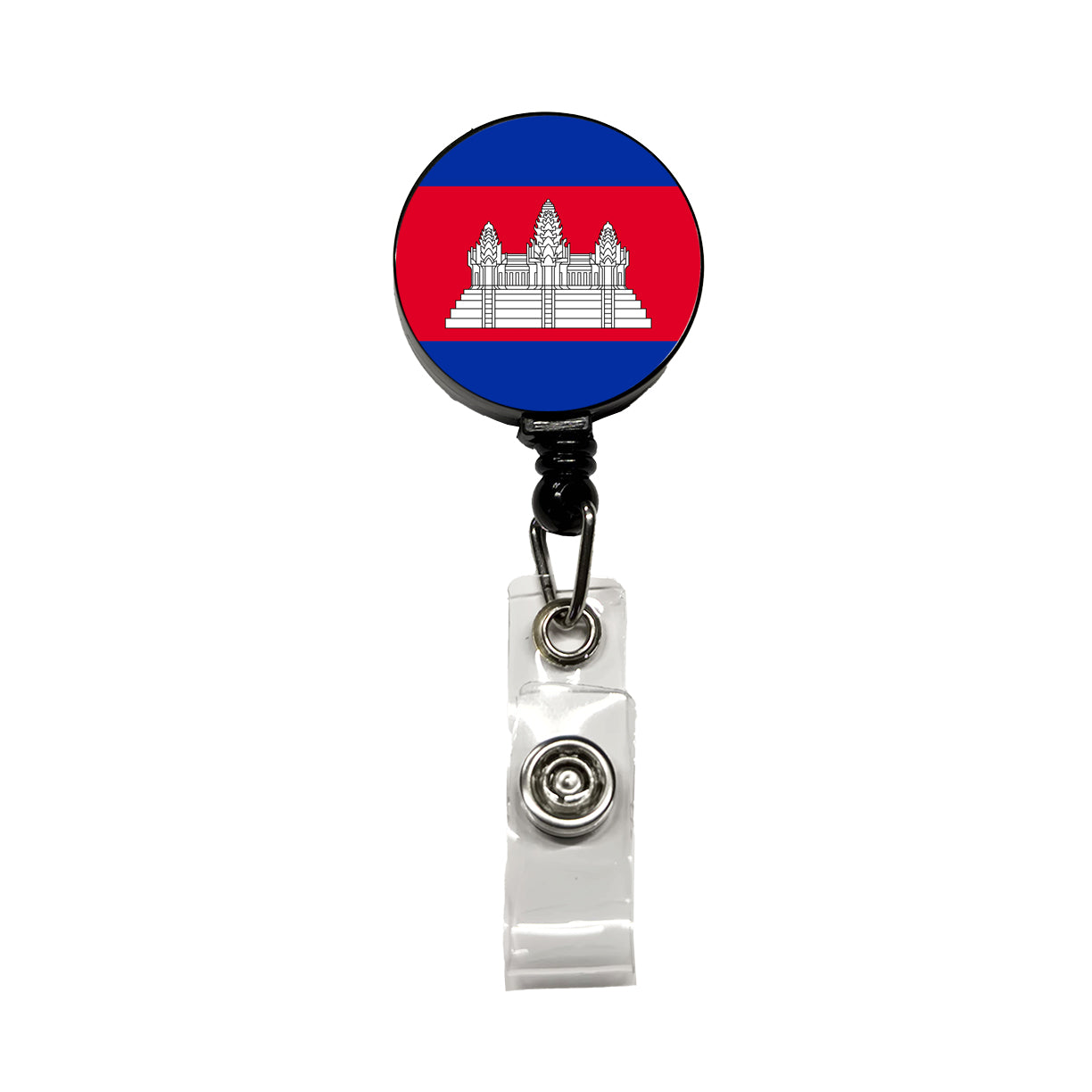 Cambodia Country Flag Retractable ID Key Card Name Tag Badge Holder with Clip