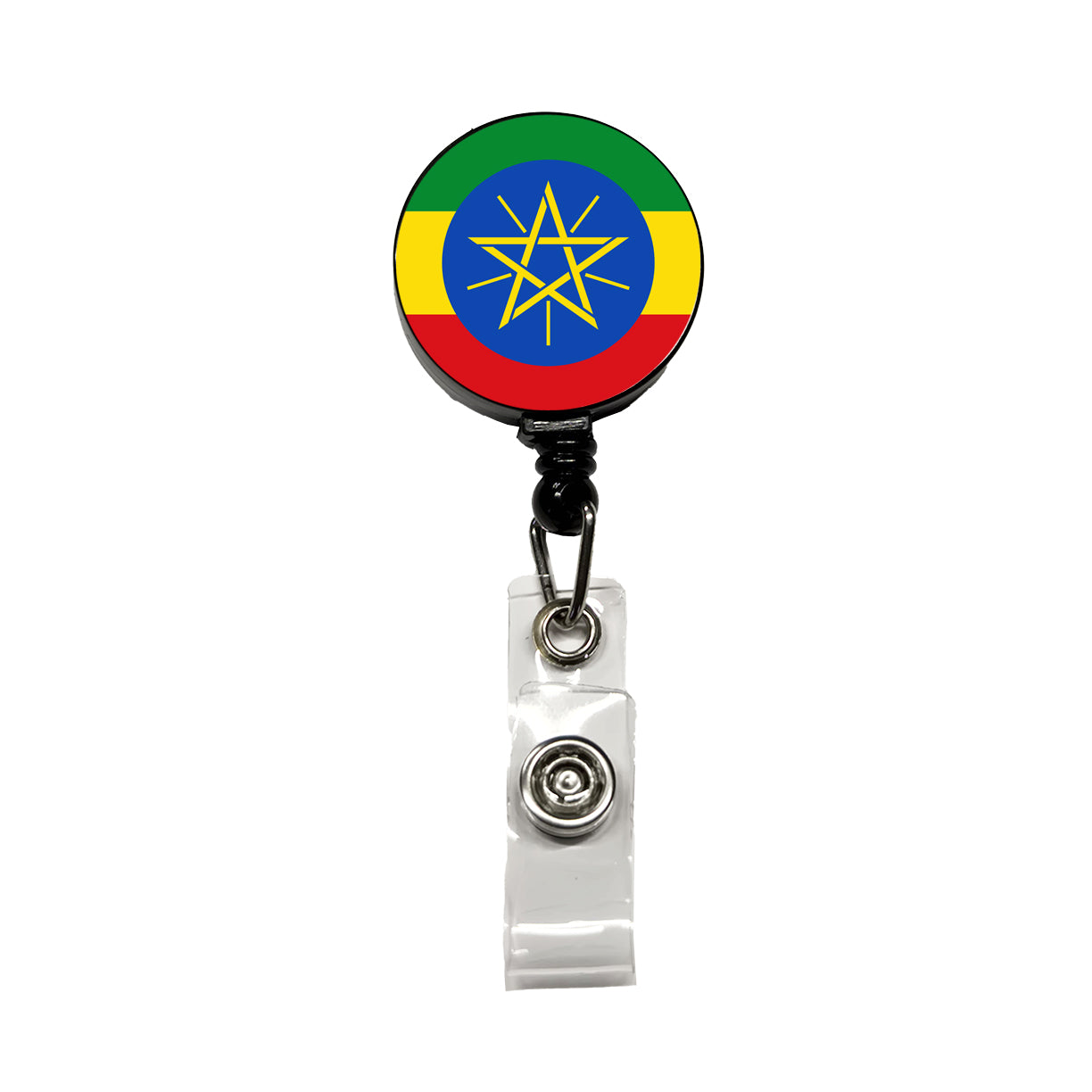 Ethiopia Country Flag Retractable ID Key Card Name Tag Badge Holder with Clip