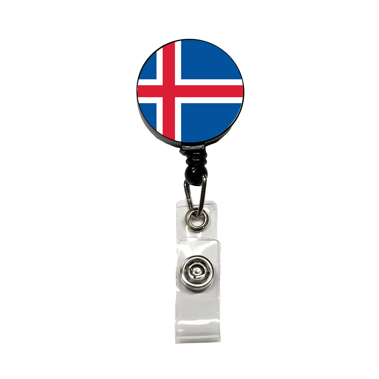 Iceland Country Flag Retractable ID Key Card Name Tag Badge Holder with Clip