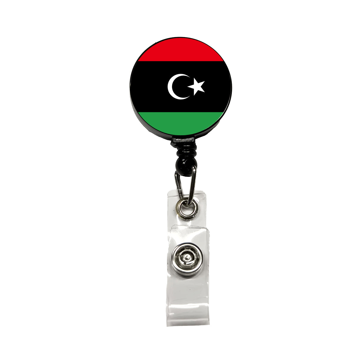Libya Country Flag Retractable ID Key Card Name Tag Badge Holder with Clip